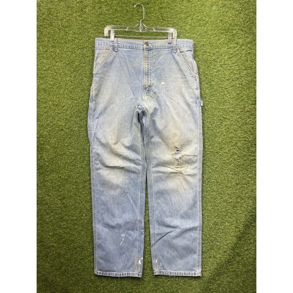 Vintage 80s Carhartt Carpenter Jeans Mens 38x34 WU0388 Union Workwear Distressed